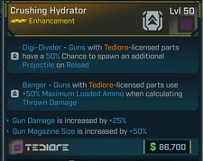 Borderlands 4⭐CRUSHING HYDRATOR ENHANCEMENT⭐TEDIORE⭐GUN DMG⭐GUN MAG SIZE