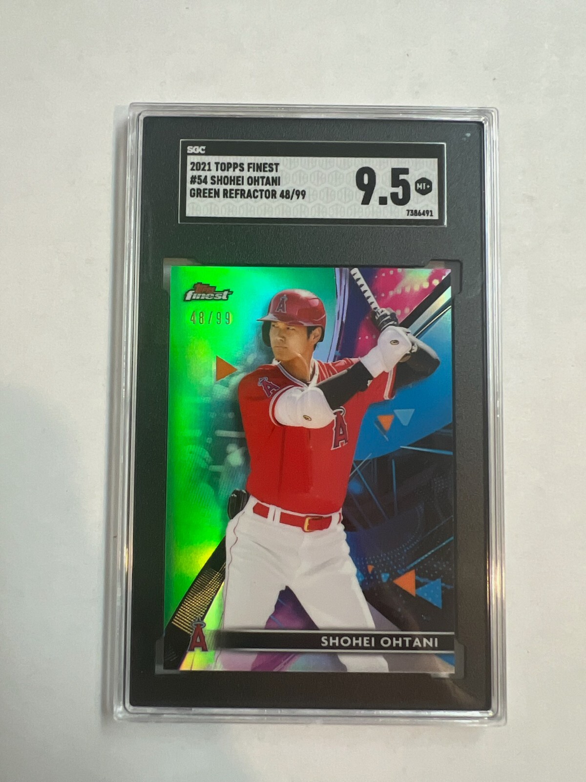 Shohei Ohtani 2021 Topps Finest Limited 48 / 99 Green Refractor Angels