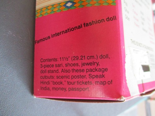 NIB, 1981 in Box International INDIAN BARBIE Doll, INDIA - Picture 10 of 10