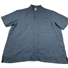 Tilley Shirt Mens 2XL Blue Lightweight Knit Casual Grandad Mandarin