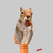custom walking cane wood chipmunk squirrel realistic carving
