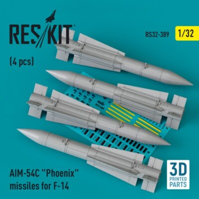AIM-54C Phoenix missiles for F-14 4pcs Scale 1:32 ResKit RS32-0389 for Model Kit
