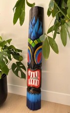Hawaii Hand Made Carved Wooden 39" Painted Tiki Mask Wall Decor Hanging Man Cave