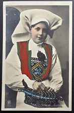 Norway Postcard - Hardanger Girl in Traditional Bunad Costume