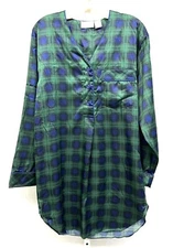 Rare Go Softly Size Small Silky Green Tartan Plaid Womens Nightgown Gown Pjs