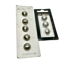 Vintage Le Chic Buttons #291 Metal Silver Dome 5/8” & Dill Buttons