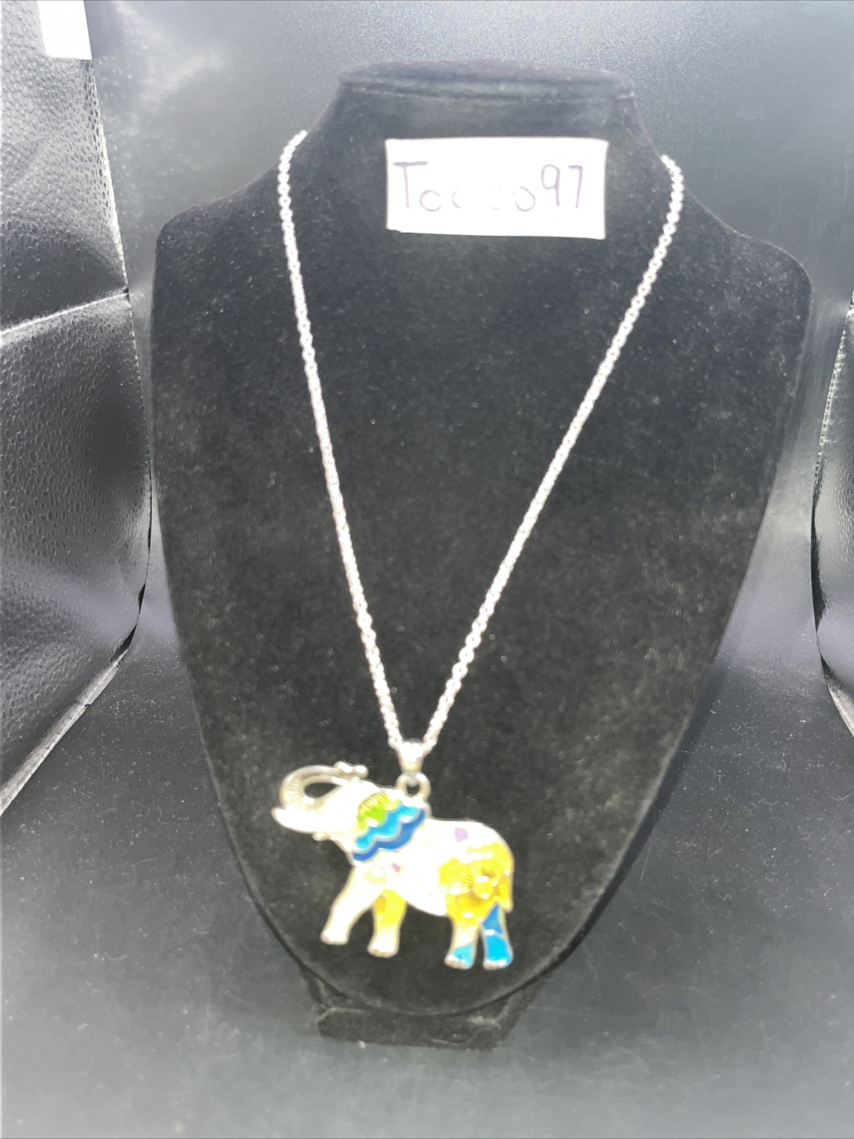 Beautiful Multi Colored Silver Tone Elephant Neck… - image 7