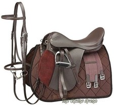 14 Inch Equitare All Purpose English Saddle Package - Havana Brown - Leather