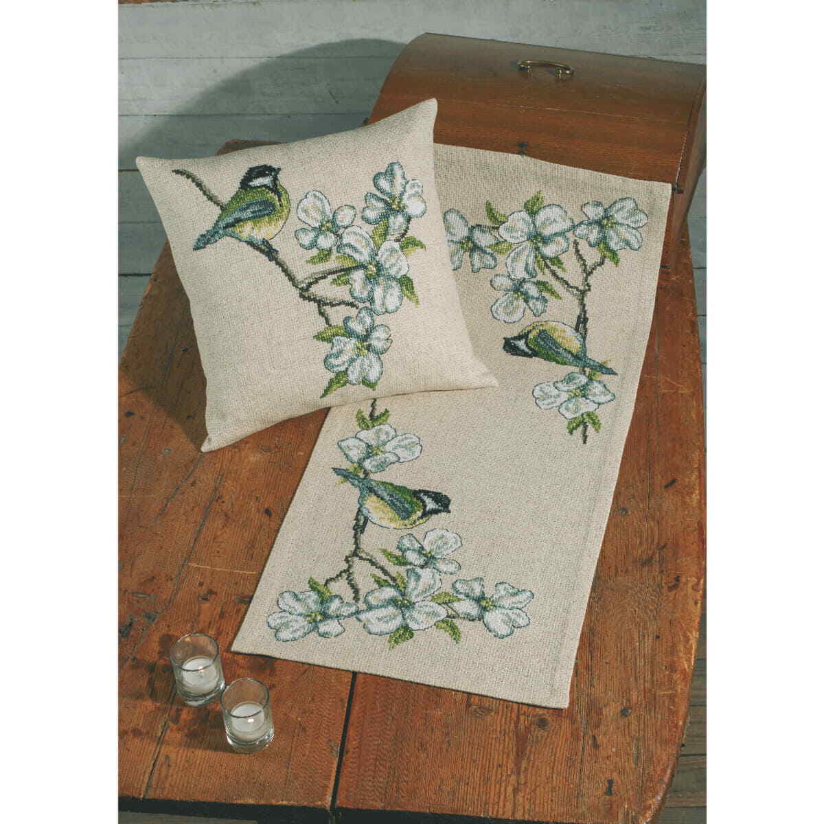 Permin cushion counted cross stitch kit ""Great tit"", 40x40cm, DIY, 83-9324