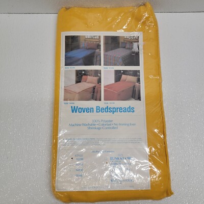 Vintage Encee Twin Size Woven Bedspread Yellow 76'' x 108'' NOS