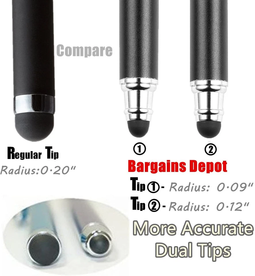 Lápiz óptico/estilo capacitivo universal 2 en 1 5,5" L con 20 piezas de goma de repuesto  Foto 3 de 4