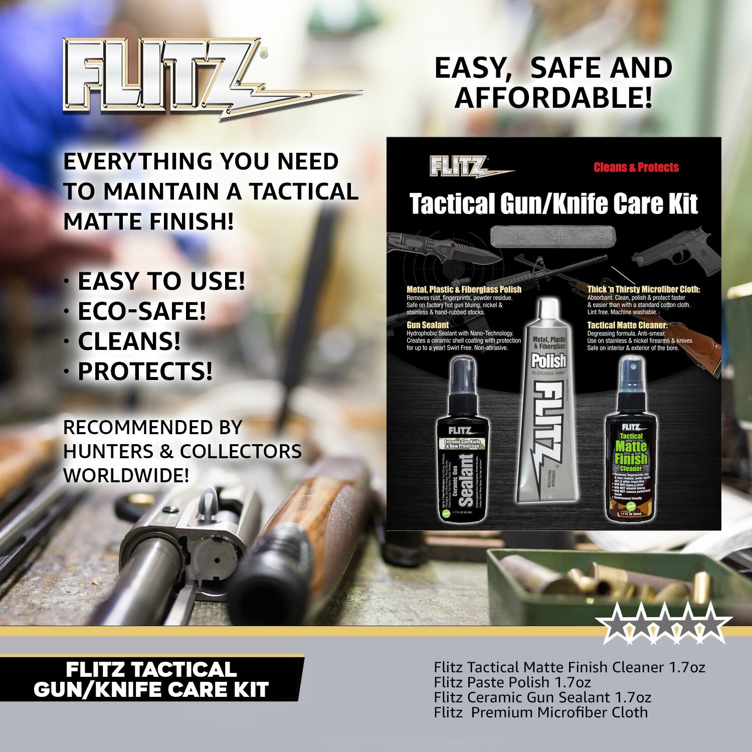 FLITZ Tactical Gun & Knife Care Kit TGK41502 (SEE VIDEO)