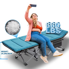 SLSY Folding Camping Cots for Adults Heavy Duty Cot W/Mat Carry Bag Travel Cots