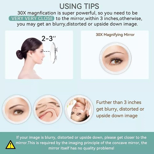 30X Vergrößerungsspiegel Saugnapf zur einfachen Montage, Verwendung für Make-up Spiegel - Bild 6 von 7