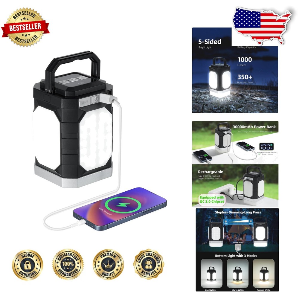 Brighten Your Adventures: 30000mAh Lantern & Power Bank with Adjustable Light Brighten Your Adventures: 30000mAh Lantern & Power Bank with Adjustable Light