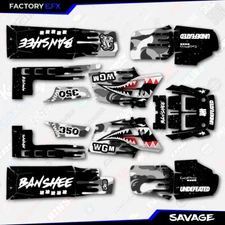 Gray Savage Camo Racing Fender Graphics Kit fits Yamaha Banshee 350 Twin