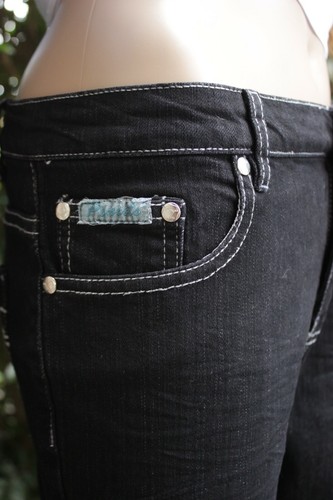 New Pencils Brand Black Jean White Trim Sz 14 Gorgeous Stylish Fantastic Bargain - Picture 4 of 10