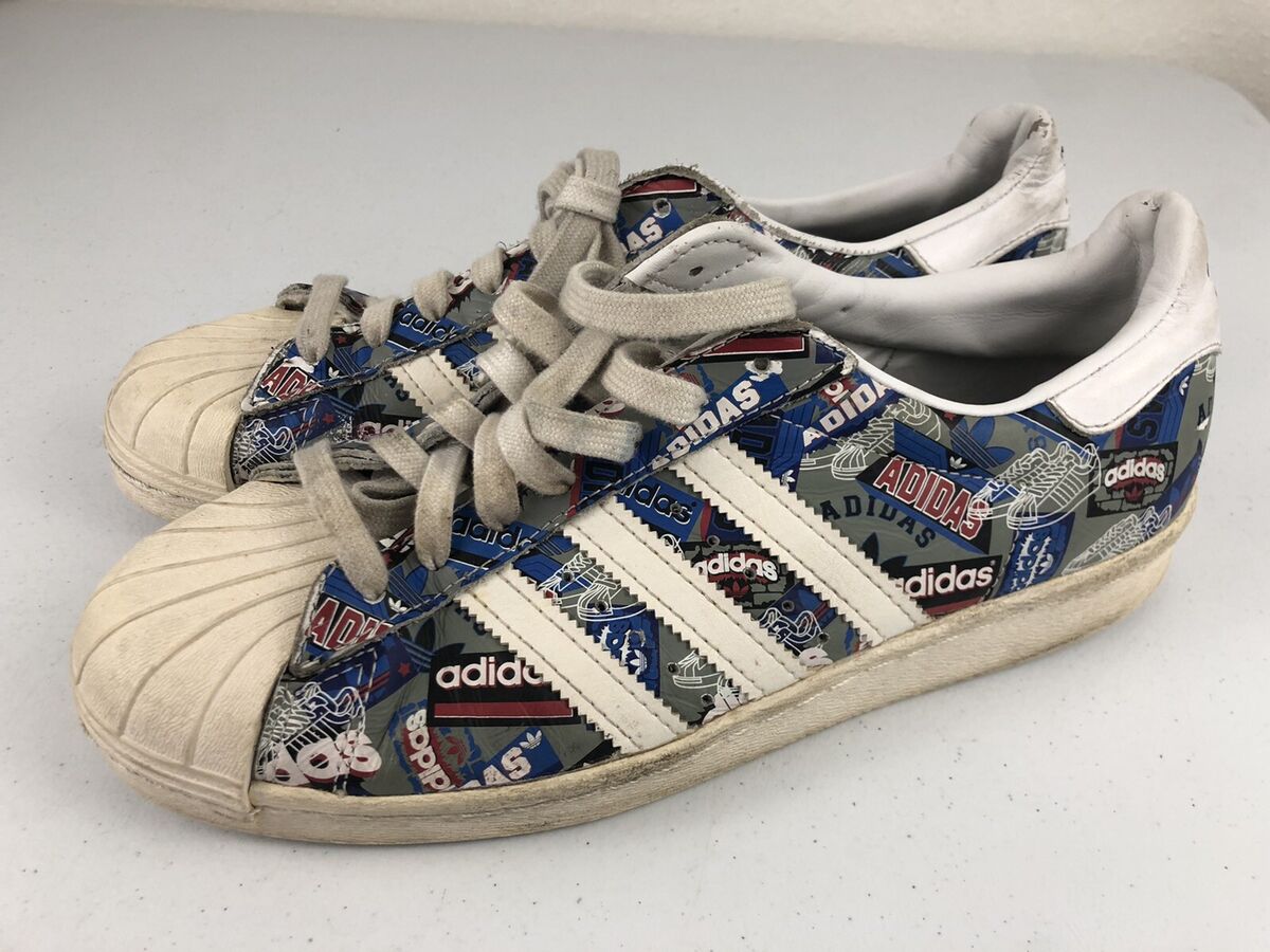 Adidas Originals Superstar 80s Pioneers Nigo Men's Shoes B35768 Sz 8 Logos
