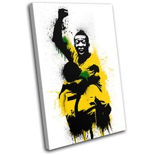 Pele Grunge Abstract Sports SINGLE CANVAS WALL ART Picture Print VA