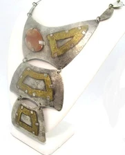 Fabulous Studio Made Zinc / Brass / Agate Pendant Necklace 97.6 grams