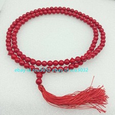 AAA 6mm Tibetan Buddhism 108 Red Coral Prayer Beads Mantra Mala Gems Necklace