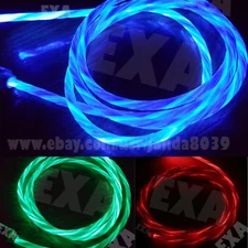 LED Light flowing Visible USB Charger Charging Cable Cord For iPhone 