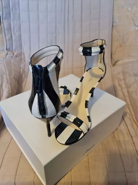 Strippy white sale heeled sandals