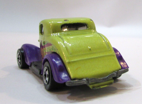 Vintage 1979 Hot Wheels 3 Window 1934 Ford Lime Green Purple 1:64 Diecast Hotrod - Picture 6 of 7
