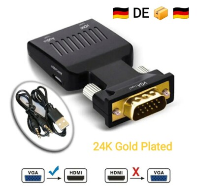 VGA  zu auf HDMI mit Audio Output Cable Converter Adapter 1080P GRATIS Kabel 