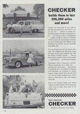 Checker builds them to last 200,000 miles and more Marathon ad 1961