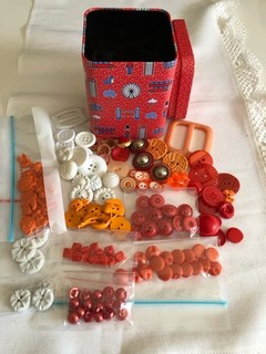 Cool Tin With Mixed Orange Buttons (New & Used)