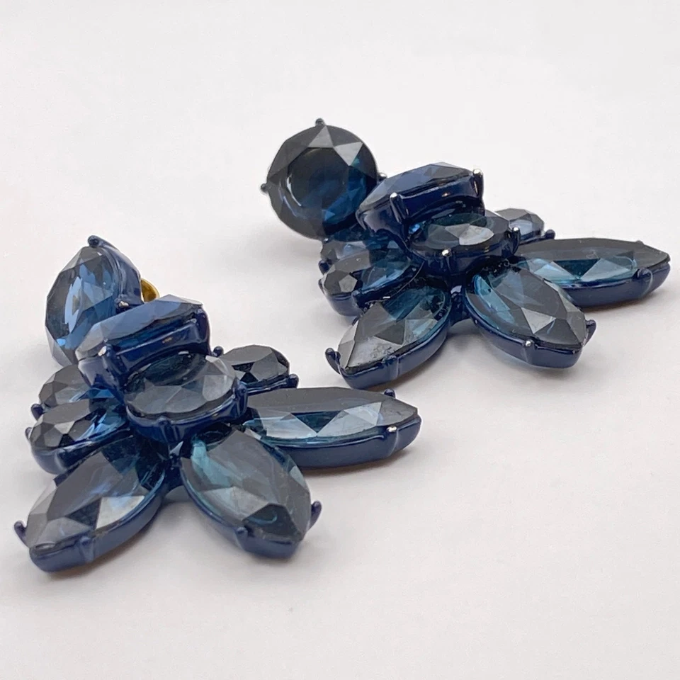 J. ЭКИПАЖ граненый кристалл Люстра серьги темно бирюзовый синий темно-синий блестящий вечер - Изображение 3 из 4