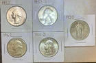 Lot of Four Washington 90% Silver Quarters and One 1920 Standing Liberty G/F