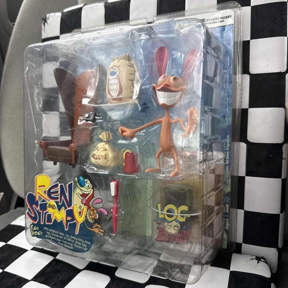 Nuevo en caja Juego de figuras de acción Ren and Stimpy Ren Hoek 2004 Palisades Nickelodeon *Como nuevo* Foto 2 de 4