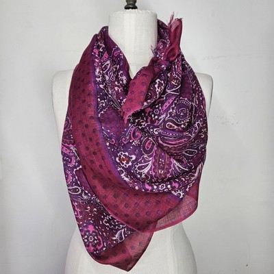 Banana Republic 60x37'' Sarong Scarf Silk Wool Floral Paisley Pink Purple Light