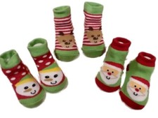 Infant Holiday Socks Reindeer Snowman Santa Slippers