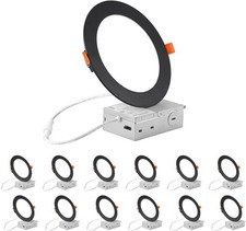 Recessed Lighting 6 Inch - 12W Ultra-Thin LED Ceiling 6inch  12PACK Black