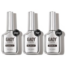 Gel Top Coat, Builder Gel and Base Coat Set, 3 Pcs 16Ml Clear Glossy No Wipe Com