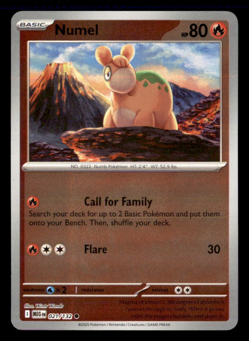 Numel 021/132 Common Mega Evolution Pokemon Reverse Holo Near Mint