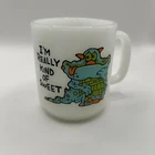 Vintage Glassbake USA Milkglass Mug #38 “I’m Really Kind Of Sweet” Monster