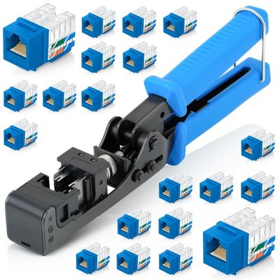 Everest 90° Angled RJ45 Cat6 Keystone Jacks 50-Pack + Everest easyJACK - 90° Kit