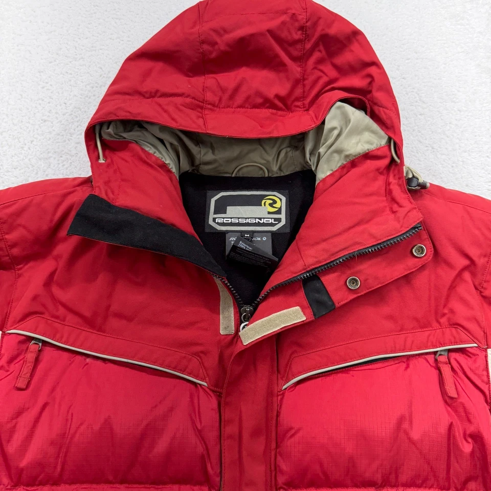 Chaqueta de esquí Rossignol para hombre roja blanca acolchada con capucha invierno snowboard talla M Foto 2 de 4