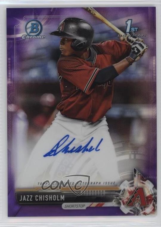 2017 Bowman Chrome Prospect Purple Refractor /250 Jazz Chisholm #CPA-JC Auto v9t