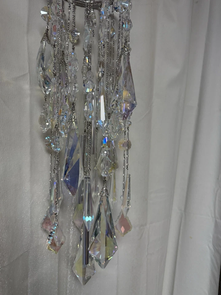 Carillón de viento Kirks Folly Diamond Dream Crystal tono plateado NUEVO Foto 3 de 4