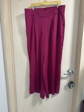 Express Super High Rise Wide Leg Satin XL Pants Magenta