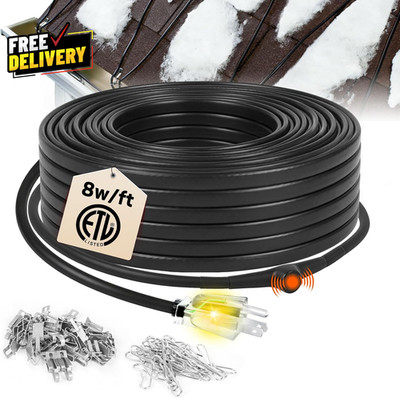8JHSF 125FT Self-Regulating Heating Cable 120V 8W/Ft | ETL Listed Heat Cable...