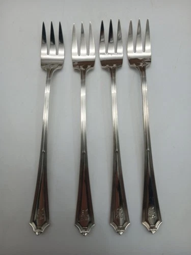 Gorham Plymouth (1911) Sterling Silver Cocktail Fork 5 1/2" Monogrammed Set Of 4
