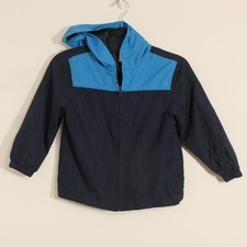 Gymboree Kid Windbreaker S 5-6 Navy Colorblock Hooded Zip Lightweight Boyswear