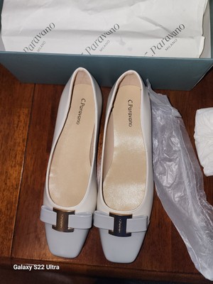 Beautiful Salvatore paravano Vara White Leather Bow Pumps Heel Shoes 8.5 B New