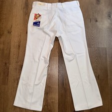 Vtg 60s 70s Pants Mens 38 29 White Leisure Suit Leg Disco Mod USA NOS Deadstock